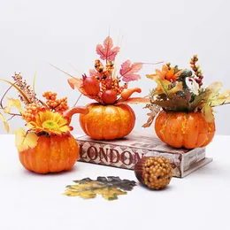 Juldekorationer Artificial Pumpkin Harvest Decor Props Halloween Home Party Decoration Simulation Pumpkin With Leaf R230922