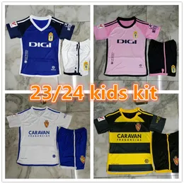 2023 2024 Real Zaragoza Kids Kit 축구 유니폼 축구 셔츠 23 24 Real Oviedo Child Set