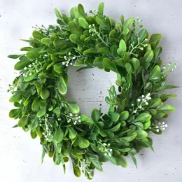 Dekorativa blommor 11.8 '' Grönska krans Wedding Farmhouse Spring Home Decor Housewarming Gift