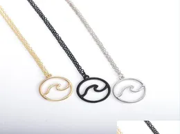 Pendant Necklaces Wave Necklace For Women Whole Nautical Jewelry Gift Ocean Sier Color Simple Beach Pendant Drop Delivery Neck7786560