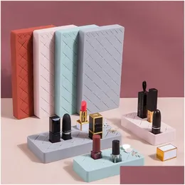 Förvaringslådor fack 12/24/36 Mesh Sile Lipstick Holder Cosmetic Box Makeup Rack Brush Eyebrow Pencil Drop Delivery Home Garden House Ottje