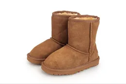 Kids Warm Snow Boots Children's Genuine Leather Half Boots Waterproof Shoes EU21-35