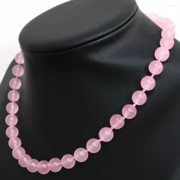 Chains Classical Chalcedony Jades Crystal Stone 8mm 10mm Semi Precious Round Beads Necklace For Women Fine Jewelry 18inch