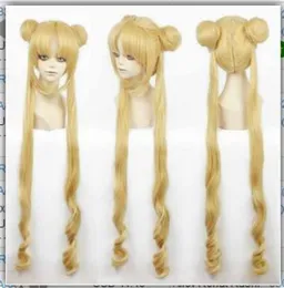 Girl Sailor Moon Cosplay Costumes Wig Tsukino Usagi And Princess Serenity curls Wear Hair Heat Resistant Hair1739156