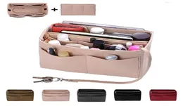 Womens Cosmetic Bags Cases Portable Felt Fabric Purse Felt Insert Bag Multi Pockets Handbag Purse Organizer Holder Makeup Travel L9956598