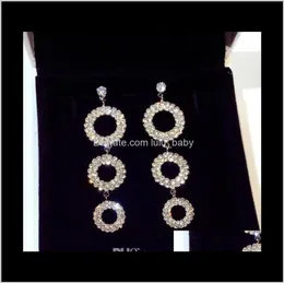 Super Glittering Ins Trendy Fashion Designer Luxury Diamond Zircon Multi Circles Dangle Chandelier Earrings For Woman Girls X9Cmf 3201818
