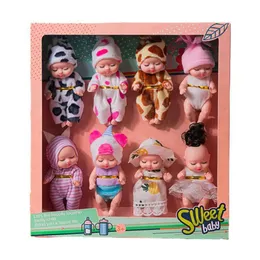 Dolls 8pcs Kawaii Simulation Rebirth Cute Sleeping Baby Bjd Mini Babies Series Toys Kids Birthday Gift 230922