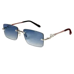 occhiali da sole firmati di vendita caldi lunetta ghepardo Montature per occhiali da esterno per uomo donna Cool senza montatura in titanio Mens Shades occhiali rettangolari oro Lentes De Sol Mujer