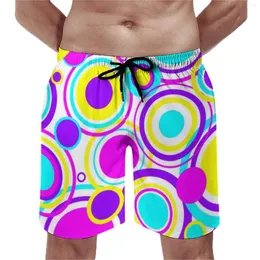 Pantaloncini da uomo Retro Circles Board Summer Bright anni '60 Print Running Short Pants Fast Dry Hawaii Design Costume da bagno taglie forti
