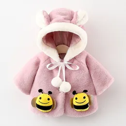 Jackets Baby Cute Fleece Fur Outerwear Winter Warm Coat With Ear Cloak Jacket Toddler Infant Girls Clothes Kids Bee 04T 230923