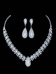 Luxurious Wedding Jewelry Sets for Bridal Bridesmaid Jewelery Drop Earring Necklace Set Austria Crystal Whole Gift50763331612869