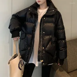 Women's Down Winter Coat Korean 2023 Cotton Padded Jacket Design Sense of Small Man Stand Collar Long Sleeve