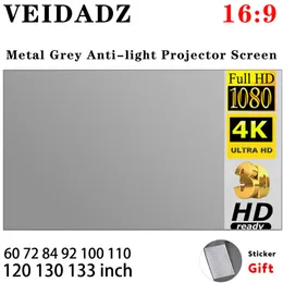 Projection Screens VEIDADZ Projector Screen 100 120 133 Inch 16 9 Foldable Anti-Light Grey Reflective Cloth Portable Projection Screen For Home 230923