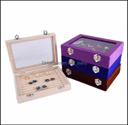 Jewelry Boxes Packaging Display 7 Color Veet Glass Ring Earring Organizer Box Tray Holder Storage T200917 873 Q2 Drop Delivery 2021891101