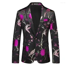 Men's Suits 2023 Business Casual Printed Suit Jacket Youth Single Row One Button Large Size Blazer