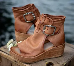 Dress Shoes Woman Thick Bottom Sandals Wedges Buckle Strap Woman039s Summer Slope Heel Female Platform Casual 2021 Solid9276337