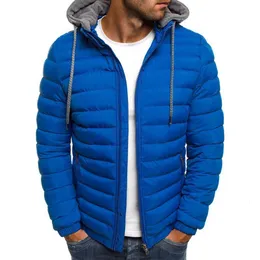 Mens Down Parkas Men Winter Fashion Solid Hooded Cotton Coat Jacket Casual Warm Clothes Overcoat Streetwear Puffer Plus Size 230923