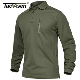 Polo da uomo TACVASEN con tasche con cerniera T-shirt da lavoro tattiche da uomo Polo premium a maniche lunghe T-shirt casual da golf T-shirt sportive Top 230923