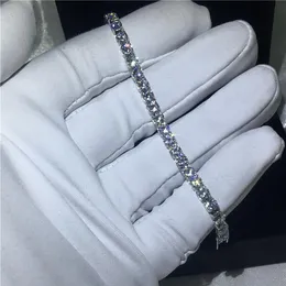 Bracciale tennis alla moda con taglio rotondo Braccialetti di fidanzamento in oro bianco con zirconi cubici 5A per accessori da sposa da donna260W