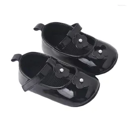 First Walkers Baby Girls Cute Moccasinss Shoes Soft Sole Flower Decor PU Leather Flat Casual Black Non-Slip Princess