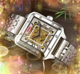 Square Men's Automatyczne zegarek mechaniczny 40 mm wszystkie stali nierdzewne Super zegar Supphire Glass Waterproof Popularny rzymski zbiornik Bransoletka Bransoletka Świąteczna