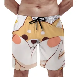 Men's Shorts Shiba Inu Board Kawaii Cute Manga Aesthetic Casual Beach Short Pants Men Custom Sportswear Quick Drying Swimming Trunks