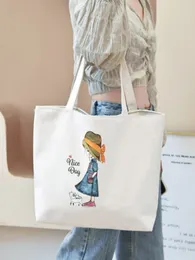 Shopping Bags 2023 Arrival canvas tote bag cotton shopping bags shopper sac toile personnalisable side for ladies 230923