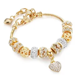 Charm Gold Heart Bracelets For Women Cubic Zirconia Bracelets&Bangles Handmade Jewelry Bracelet229O