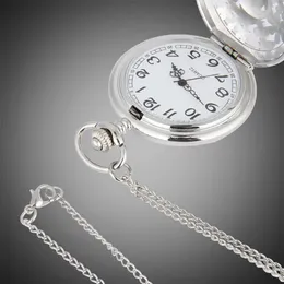 TFO Pocket Watch Silver Hollow Petals Surround Dancing Mermaid Design Pendant Ladies Fashion Gift Necklace278x