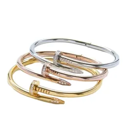 Liefde Gouden Armband nagelarmband Designer Armbanden voor Dames Heren Roestvrij Staal Legering Armband Pulsera Pulseras Vergulde Goud Zilver Rose Sieraden