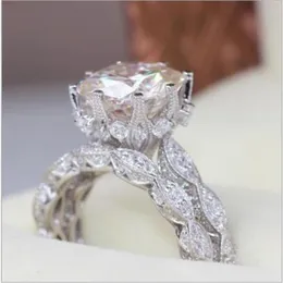 Vecalon 2019 vintage noivado casamento anel de banda conjunto para mulher 3ct simulado diamante cz 925 prata esterlina feminino festa ring242o