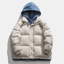 Mens Down Parkas Legible Winter Jacket 남자 캐주얼 느슨한 두껍게 따뜻한 단단한 스탠드 칼라 코트 남자 230923