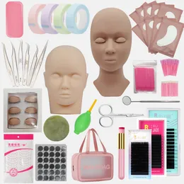 False Eyelashes False Eyelash Extension Kit Set Beginner Mannequin Head Lash Brush Tweezers Scissors Lashes Pad Storage Accessories Makeup Tool 230923