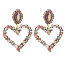 Dangle Earrings HYSECMAO Luxury Big Colorful Heart Crystal Pendant Good Quality Rhinestone Drop For Women 2023 Fashion Jewelry