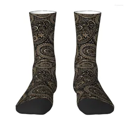 Men's Socks Gold Bohemian Art Paisley Gradient Beige And Brown Mens Crew Unisex Cool 3D Printed Dress