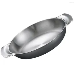 Pans Stainless Steel Seafood Pot Home Cooking Pan Paella Wear Resistant Fry Vegetable Kitchen Household Lid