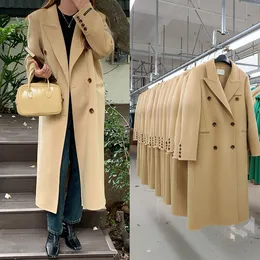 Wełna Women Blends Gdia FW Korean Style Women Long Coat 230923