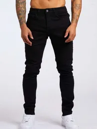 Mäns jeans 2023 Stretch Skinny Blue Solid Colic Elastic Classic Men Slim Fashion Biker Denim Trousers Male Streetwear
