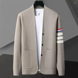Männer Pullover High-End-Marke Strickjacke Frühling Und Herbst Exquisite Streifen Design Koreanische Casual Mode Schal Pullover Mantel