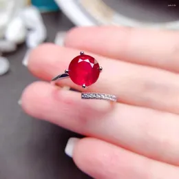 Pierścienie klastra FS Naturalny rubinowy otwartym pierścień S925 Srebrny Srebrny Fashion Charm Wesela Weddings Biżuteria Meibapj styl