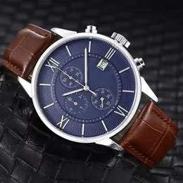 Luxury Mens Watches Top Marka zegarek na rękę Wszystkie sub-dials Work skórzany pasek mody kwarcowy Mężczyzn Mężczyzn na męski prezent na Boże Narodzenie 300W