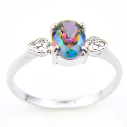 Luckyshine 6 Pcs Lot Oval Colored Natural Mystic Topaz Gems Ring 925 Sterling Silver Wedding Family Friend Holiday Gift Rings Love271x