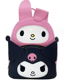 INS Kawaii Cartoon Design PU Leather Zipper Double Shoulder Bag Student Backpack Festival Gift