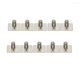 Hooks 10X Self-Adhesive Hook 304 Stainless Steel Hat Towel Robes Hanger Bathroom Kitchen Washroom Closet