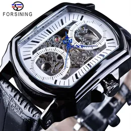 Forsining Retro Klassisches Design Mode Blau Hand Transparent Durchbrochene Herren Mechanische Skeleton Uhr Top Marke Luxus Männlichen Clock257h