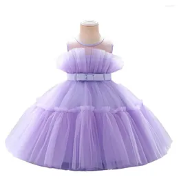 Girl Dresses Summer Kids Lilac Knee-length Princess Dress Pink Tulle Birthday Party Ball Gown White Carnival Pageant Costume For 1-6-Yr