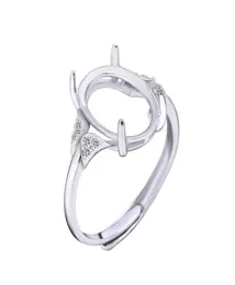 Semi Mount Ring Settings For Big Oval Stone With Side CZ 6x8mm 10x14mm Solid 925 Sterling Silver Women Jewelry Bride Wedding Gifts2057777