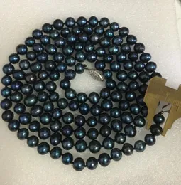 Ketten 8–9 mm schwarze Tahiti-Perlenkette, 122 cm