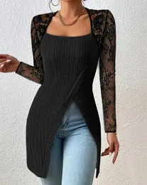 Женские свитера с кружевным переплетением и длинным рукавом с разрезом, мода 2023, распродажа, одежда