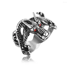 Wedding Rings Punk Cool Chinese Dragon Finger For Women Party Gift Hip Hop Jewelry Simple Stainless Steel Man Band Accessories